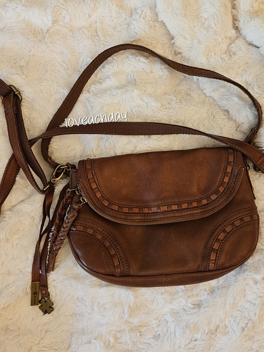 Vintage☆Lucky Brand Modesto Stash Saddle Crossbody Bag